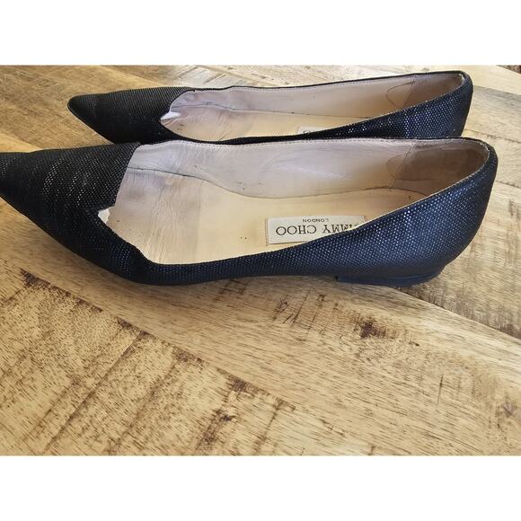 Jimmy Choo Ballet Flats Pointed Toe Women's Size 37/7 Slip On Black - Picture 5 of 16